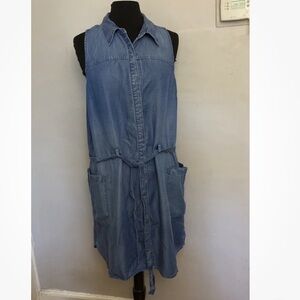3-9 A New Day Denim Chambray Dress Button Up Belted XXL NWT